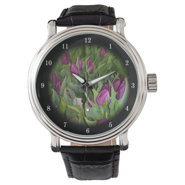 Blooming Tulips Wrist Watch (Front)