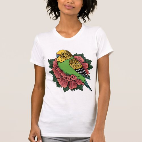 Blooming Tweets A Budgie in Bloom T_shirt