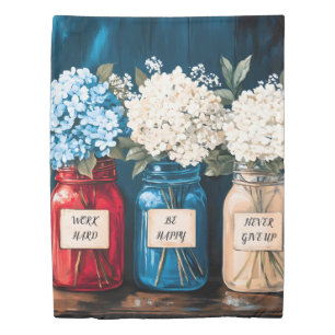 Blooming Vintage Country Hydrangea Trio Duvet Cover