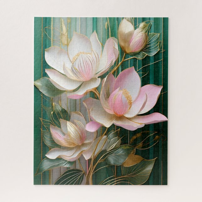 Blooming Wallpaper Japanese Magnolia Art Jigsaw Puzzle (Vertical)