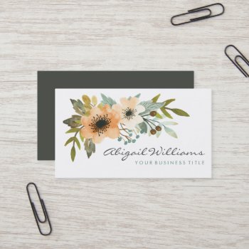 Blooming Watercolor Business Card by Whimzy_Designs at Zazzle