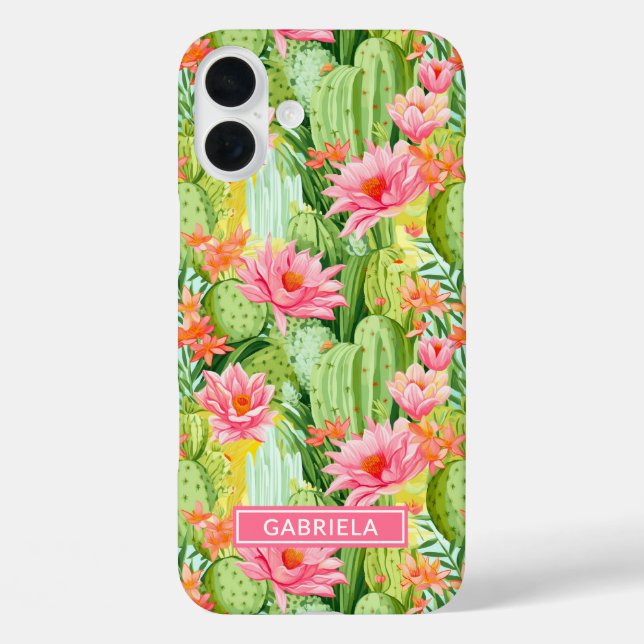 Blooming Watercolor Cacti Personalized Case-Mate iPhone Case (Back)