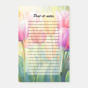 Blooming Watercolor Spring Tulip Garden Post-it Notes