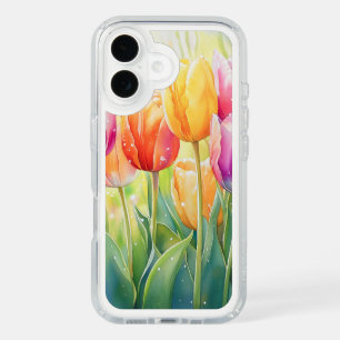 Blooming Watercolor Spring Tulip Garden iPhone 16 Case
