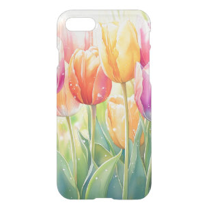 Blooming Watercolor Spring Tulip Garden iPhone SE/8/7 Case