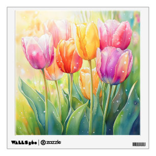 Blooming Watercolor Spring Tulip Garden Wall Decal