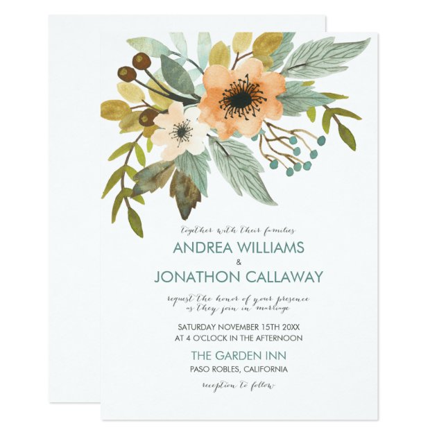 Blooming Watercolor Wedding Invitation