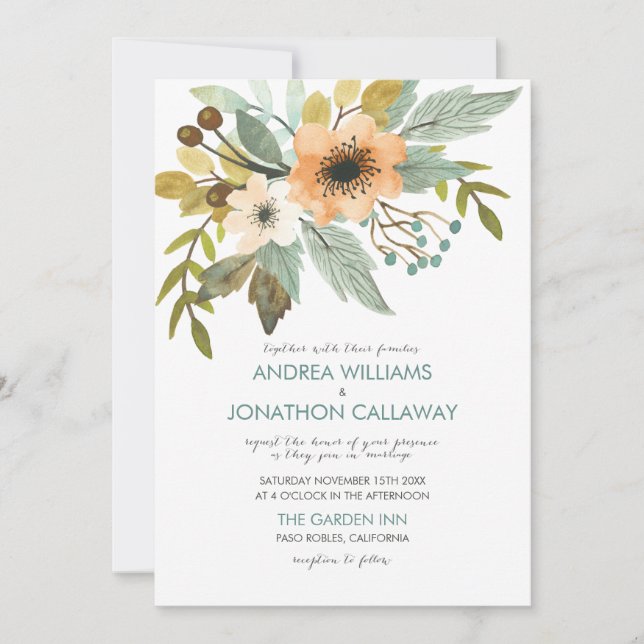 Blooming Watercolor Wedding Invitation (Front)