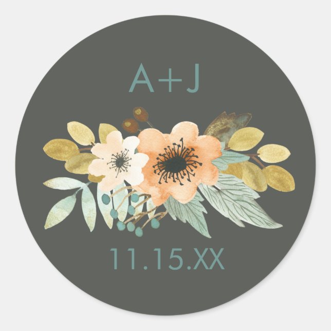 Blooming Watercolor Wedding Sticker (Front)