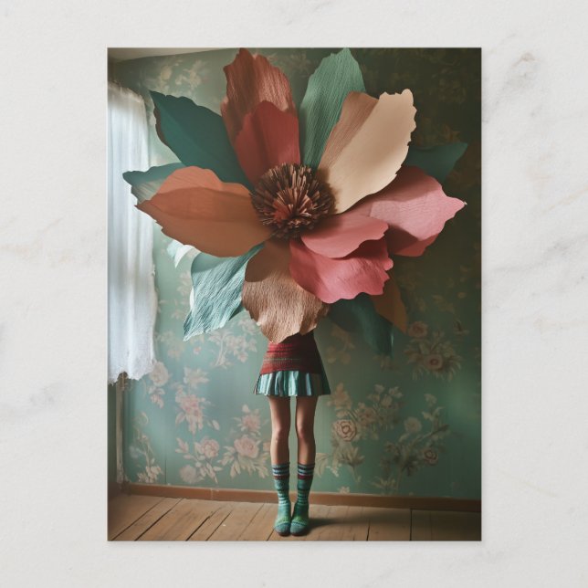 Blooming Whimsy: A Surreal Floral Transformation Postcard (Front)