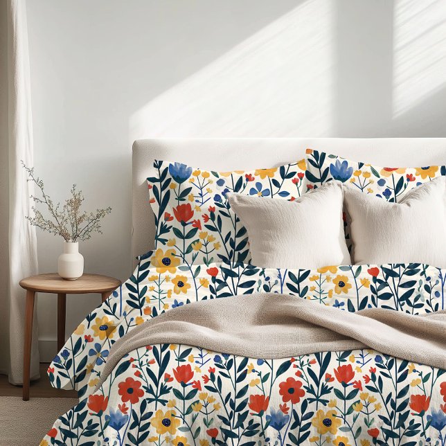 Blooming Whimsy Vibrant Floral Duvet Cover Design (Creator Uploaded)