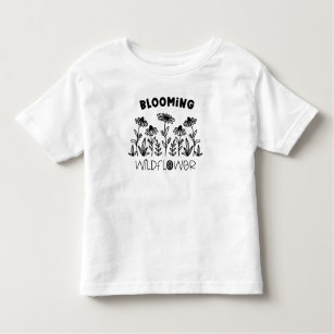 Blooming Wildflower Black White Matching Mommy Me Toddler T-shirt