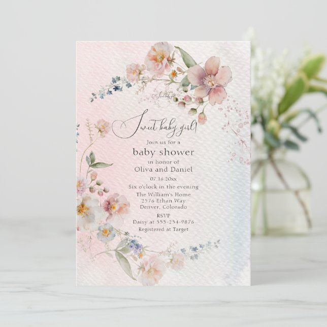Blooming Wildflowers Baby Shower Invitation (Standing Front)