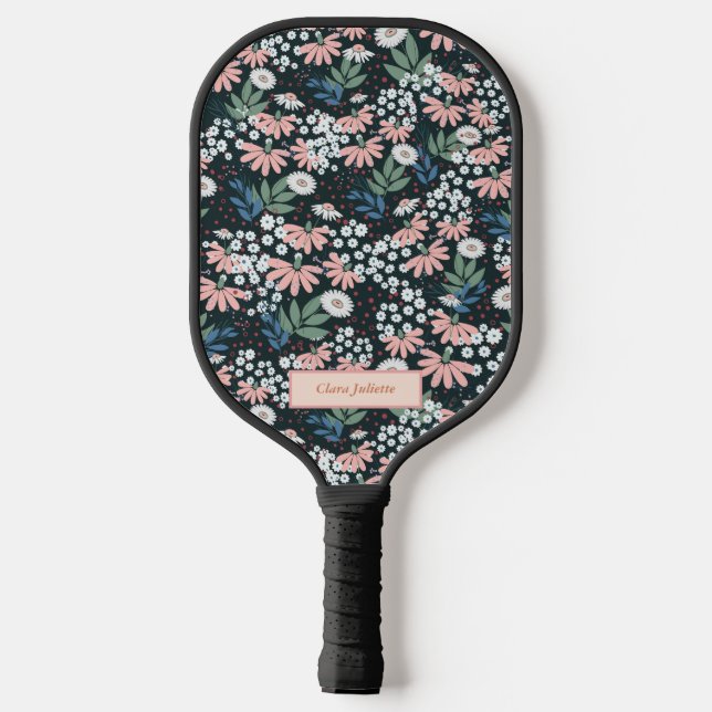 Blooming Wildflowers Custom Name Pickleball Paddle (Back)