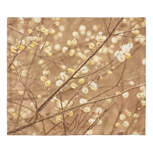 Blooming willow branches in springtime seasonal v duvet cover