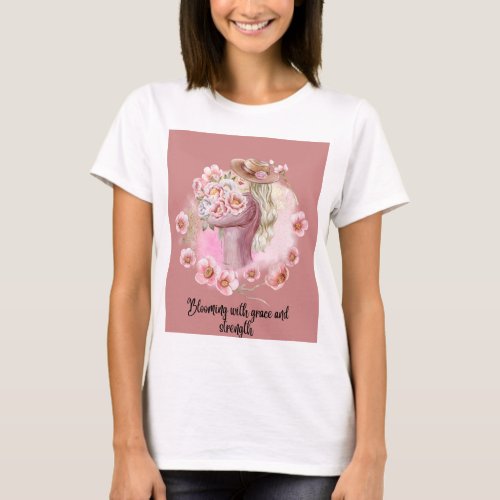 Blooming with grace and strength womens t shirt