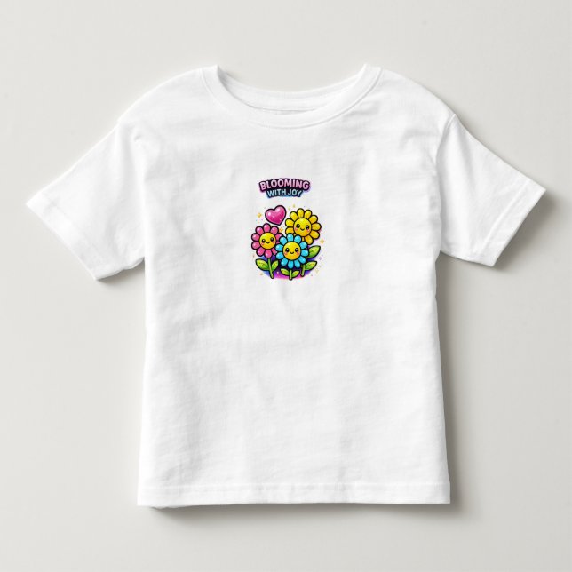 Blooming With Joy Flowers – Cute Toddler Girl T-Sh T-shirt (Front)