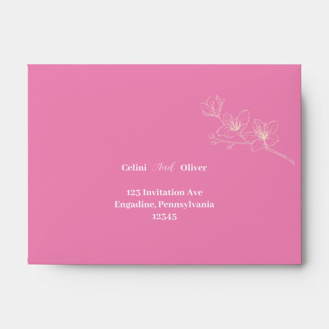 Blooming with Love: Whimsical Script Wedding  Envelope (Front)