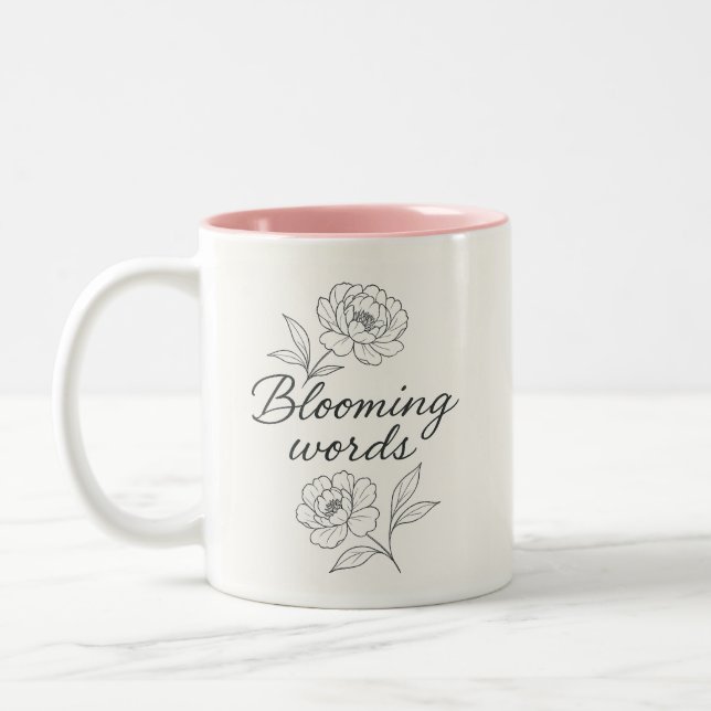 Blooming Words Two‑Tone Floral Mug (Left)