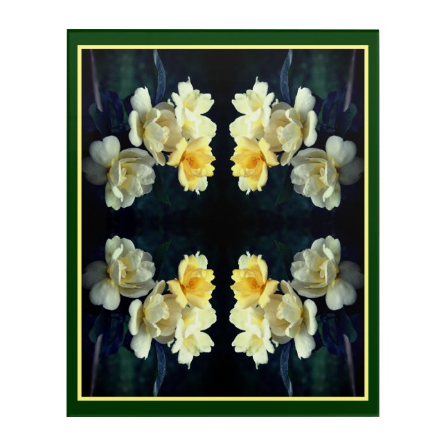 Blooming Yellow Roses Abstract Acrylic Print (Front)