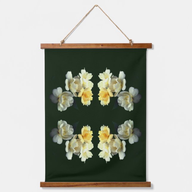 Blooming Yellow Roses Abstract Hanging Tapestry (Front)