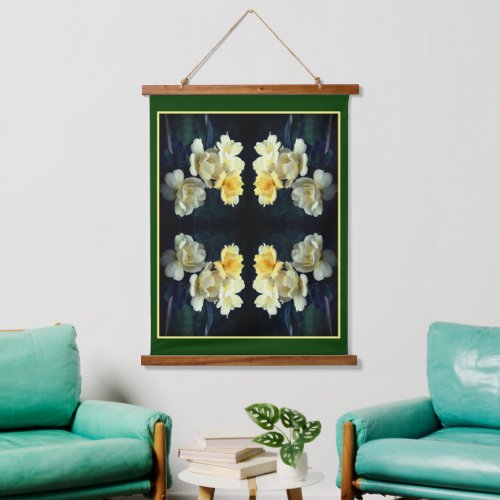 Blooming Yellow Roses Abstract Hanging Tapestry