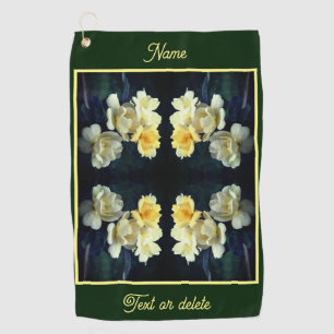 Blooming Yellow Roses Abstract Personalized Golf Towel
