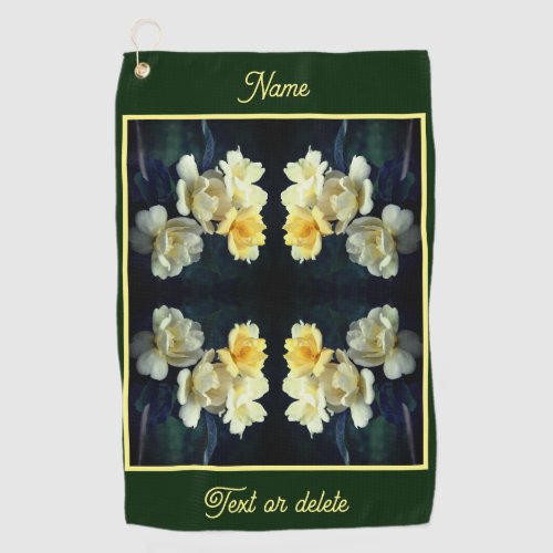 Blooming Yellow Roses Abstract Personalized Golf Towel