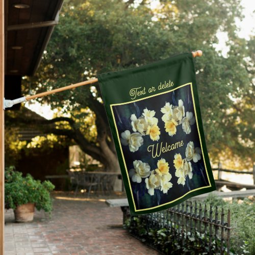 Blooming Yellow Roses Abstract Personalized House Flag