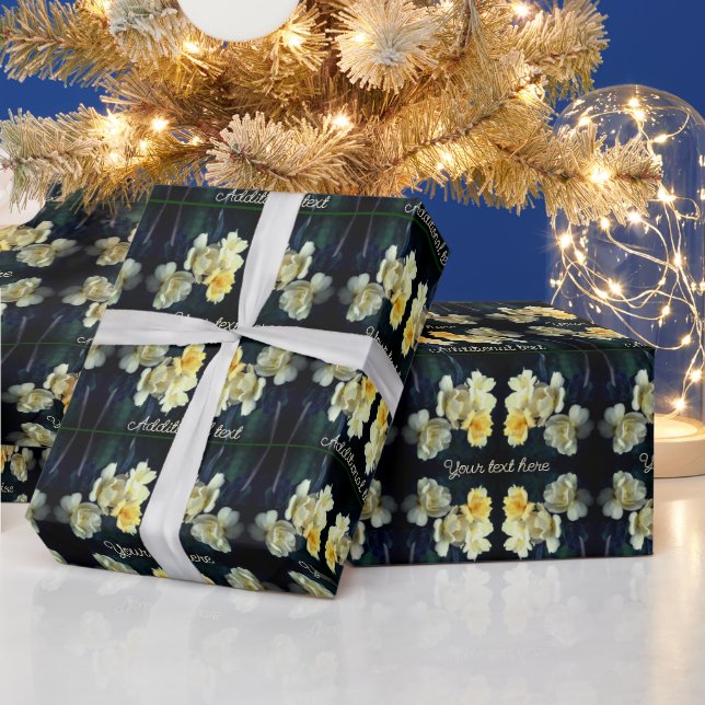 Blooming Yellow Roses Abstract Personalized Wrapping Paper (Holidays)