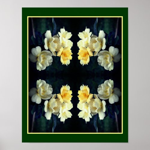 Blooming Yellow Roses Abstract Poster