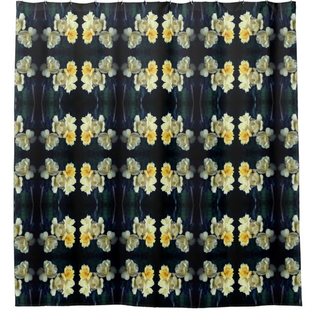 Blooming Yellow Roses Floral Art Pattern Shower Curtain (Front)
