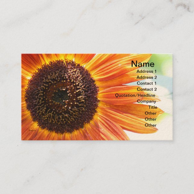 Blooming Yellow Sunflower Business Card (Front)
