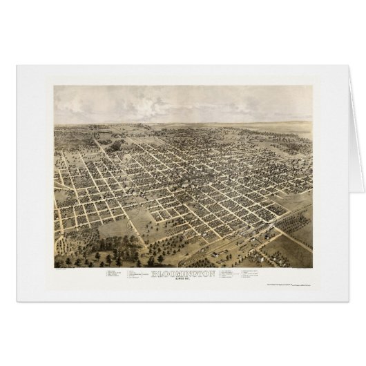 Bloomington, IL Panoramic Map - 1867 Cards (Front Horizontal)