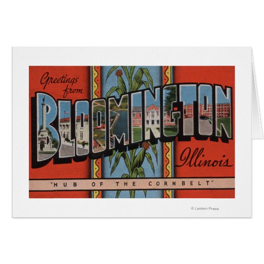 Bloomington, Illinois - Large Letter Scenes Cards (Front Horizontal)