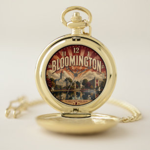 Bloomington Indiana Vintage University Town Decor Pocket Watch