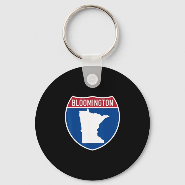 Bloomington Minnesota Map Highway Interstate Sign  Keychain (Front)