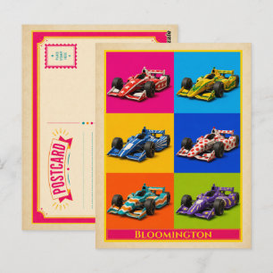 Bloomington Postcard Indiana Racecar Vintage Pop