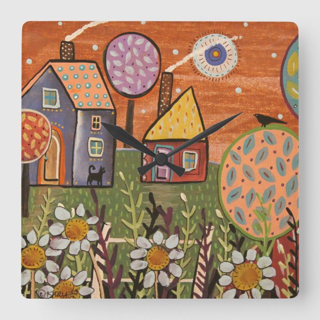 Blooms Acrylic Wall Clock (Front)