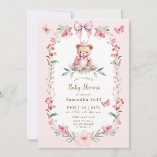 Blooms and Butterflies Welcoming Baby Invitation