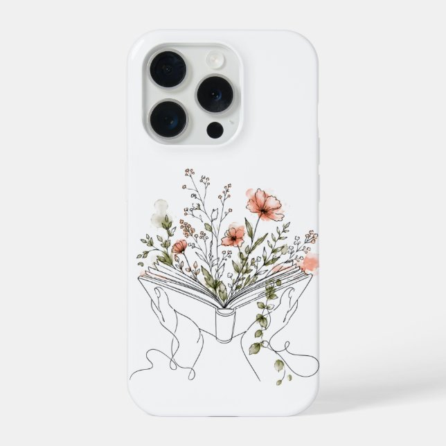 Blooms Book Botanical Line Art iPhone Case (Back)