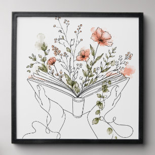 Blooms Book Botanical Line Art Peel And Stick Photo Tile