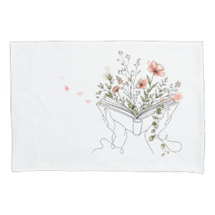 Blooms Book Botanical Line Art Pillow Case