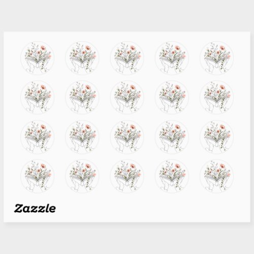 Blooms Book Botanical Line Art Stickers