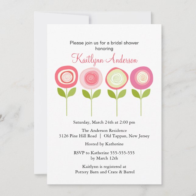 Blooms Bridal Shower Invitation (Front)