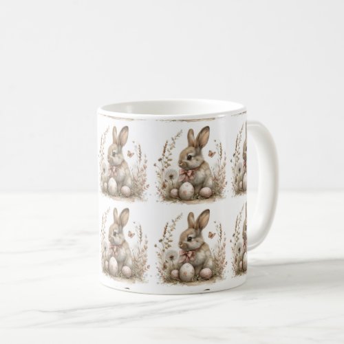 Blooms  Bunnies Whimsical Easter Coffee Mug