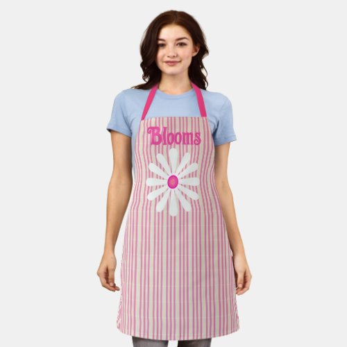 Blooms florist ticking stripe All_Over Print Apron