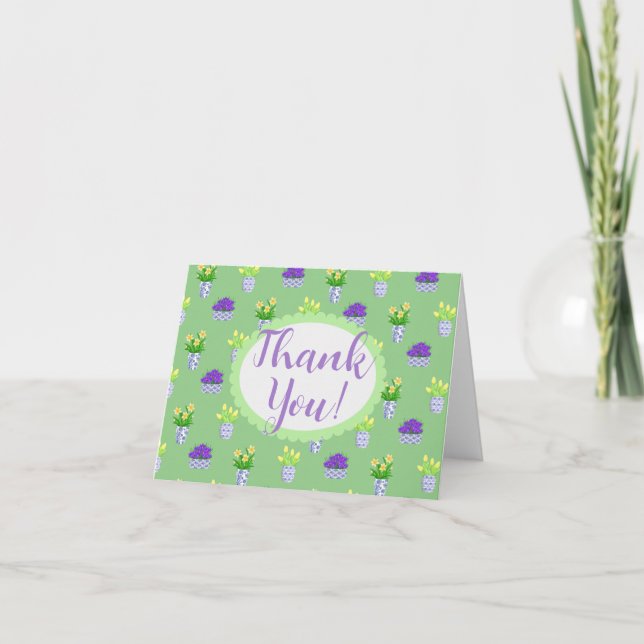 Blooms in Chinoiserie Pots Flat Cards (Front)