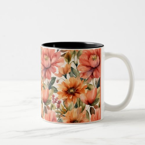 Blooms in every sip Your floral escape in a cup Two_Tone Coffee Mug