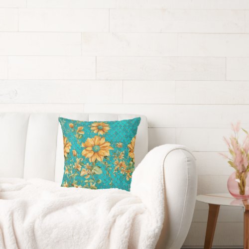 Blooms in Harmony Floral Elegance Throw Pillow Throw Pillow